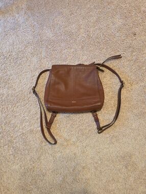 Fossil Brown Leather Backpack Crossbody